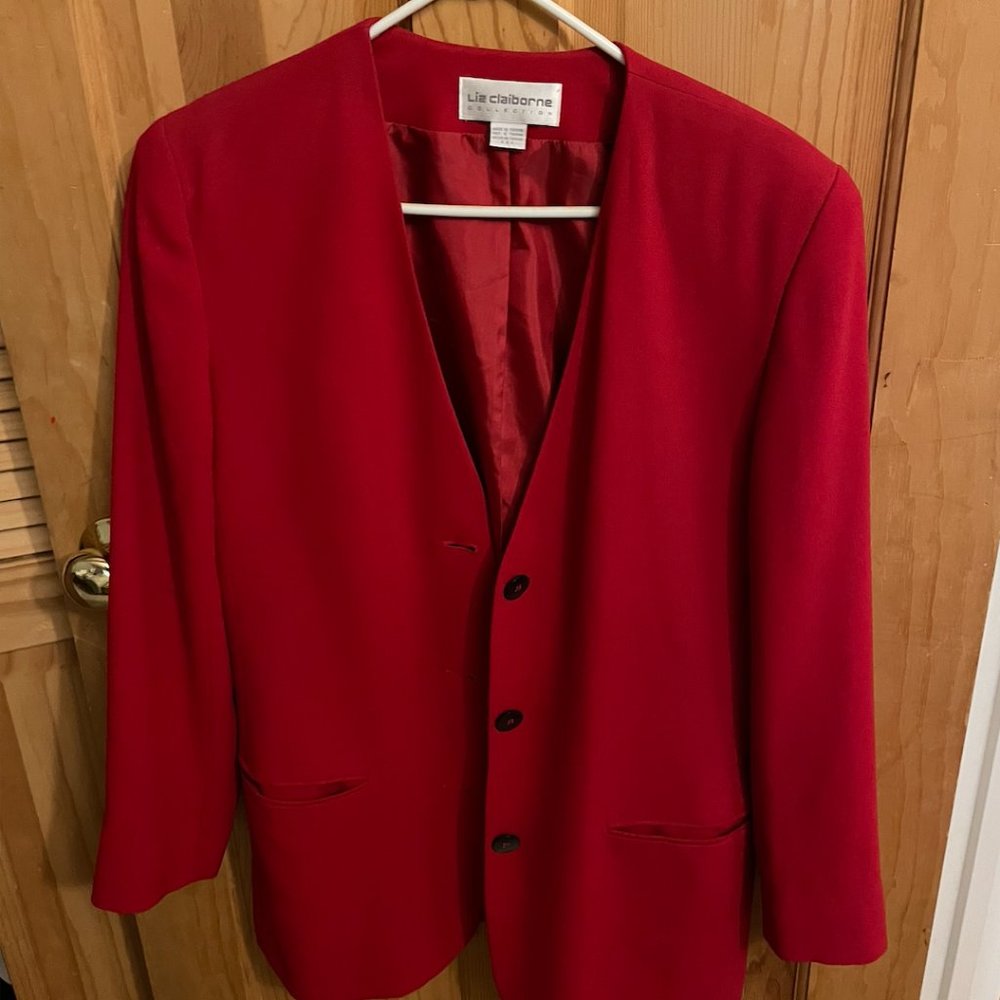 Vintage Red Liz Claireborne Blazer with shoulder pads